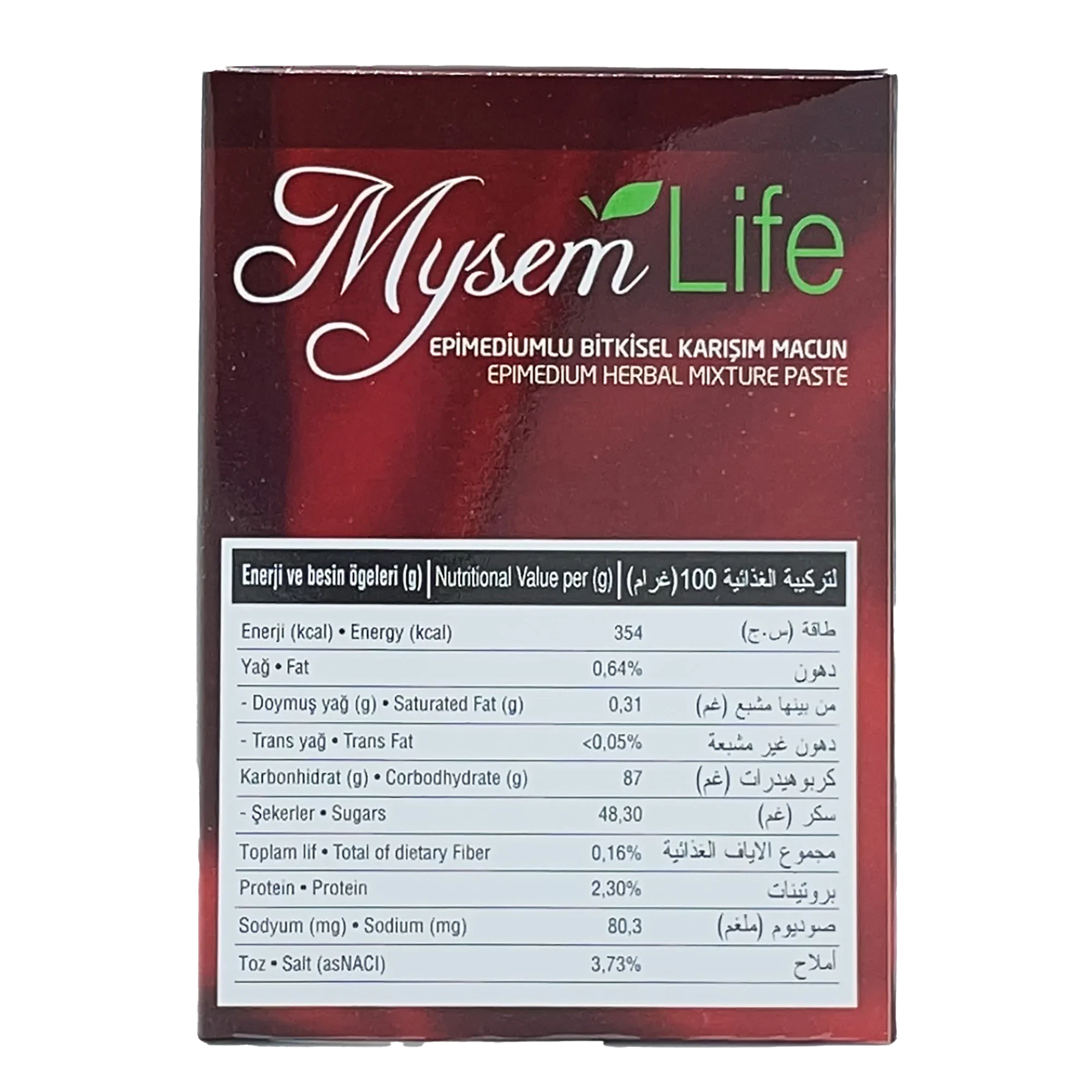 Sidra Mysem Life Aphrodisiac Herbal Honey with Epimedium, 240 g - Nutrition Facts Label