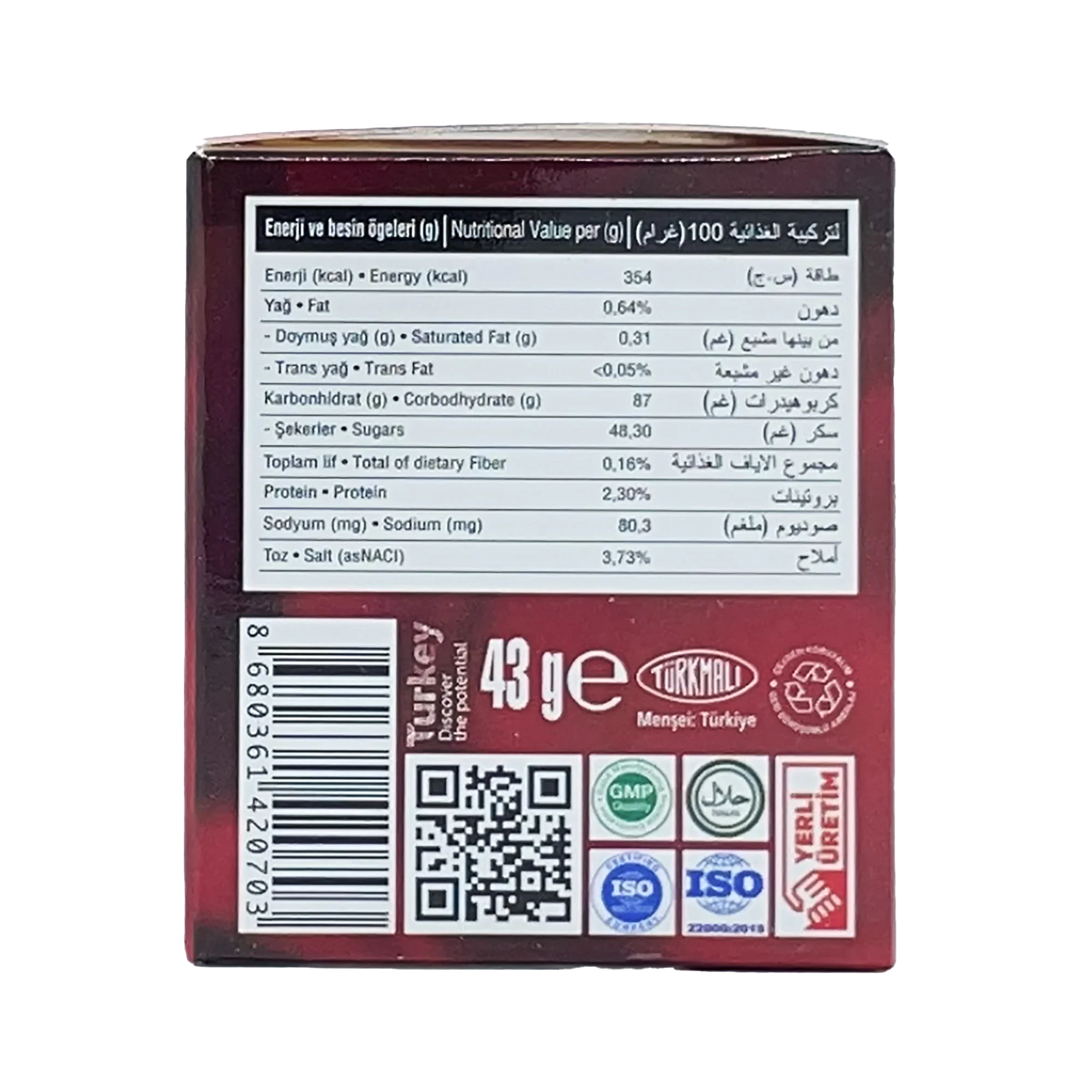 Sidra Mysem Life Aphrodisiac Herbal Honey with Epimedium, 43 g - Nutrition Facts Label